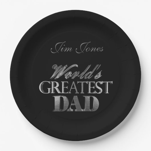 Der größte Vater der Welt Elegant Black Silver Gra Pappteller (Vorderseite)