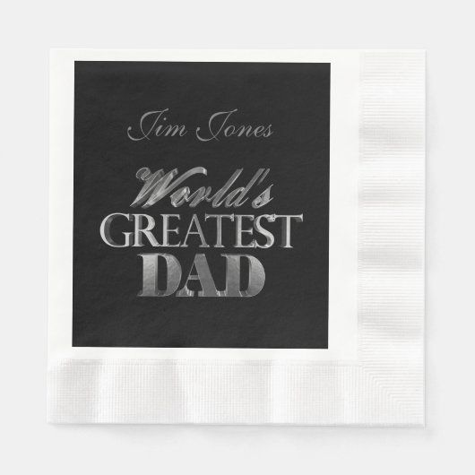 Der größte Vater der Welt Elegant Black Silver Gra Serviette (Vorderseite)