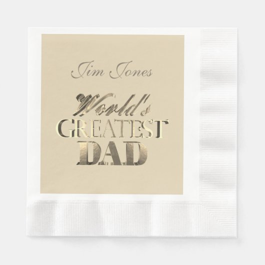 Der größte Vater der Welt Elegant Gold Look Elfenb Serviette (Vorderseite)