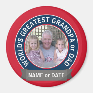 Der größte Vater der Welt Großvater Foto rot bl Magnet