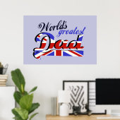 Der größte Vater der Welt mit englischer Flagge Poster (Heimbüro)