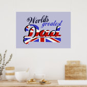 Der größte Vater der Welt mit englischer Flagge Poster (Küche)