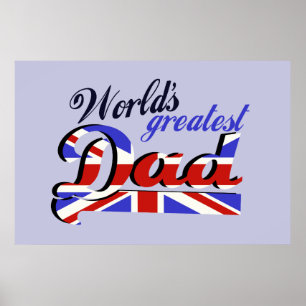 Der größte Vater der Welt mit englischer Flagge Poster
