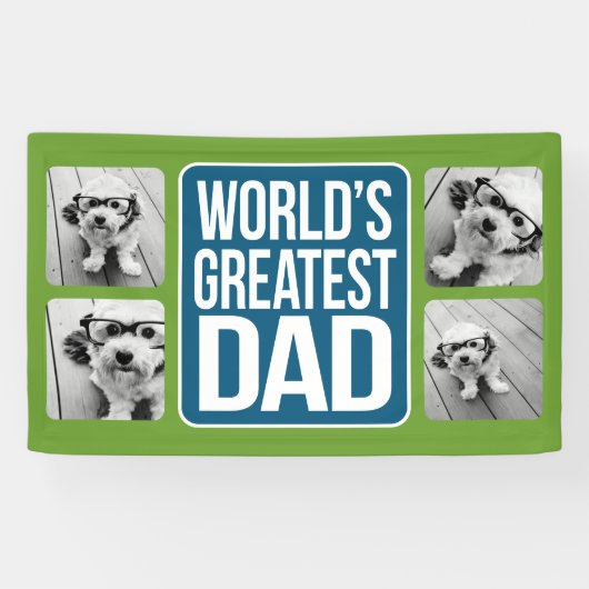 Der größte Vater der Welt - Navy Blue und Lime Gre Banner (Horizontal)