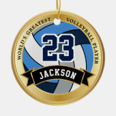 Der größte Volleyballspieler der Welt - Blau, Grau Keramik Ornament (Vorne)