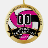 Der größte Volleyballspieler der Welt - Hot Pink Keramik Ornament (Vorne)