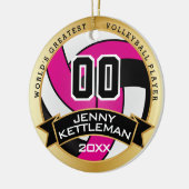 Der größte Volleyballspieler der Welt - Hot Pink Keramik Ornament (Links)