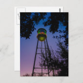 Der Gruene-Wasserturm mit lila Abend Postkarte (Vorne/Hinten)