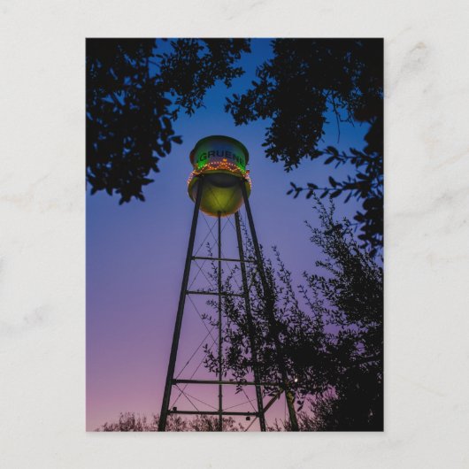 Der Gruene-Wasserturm mit lila Abend Postkarte (Vorderseite)