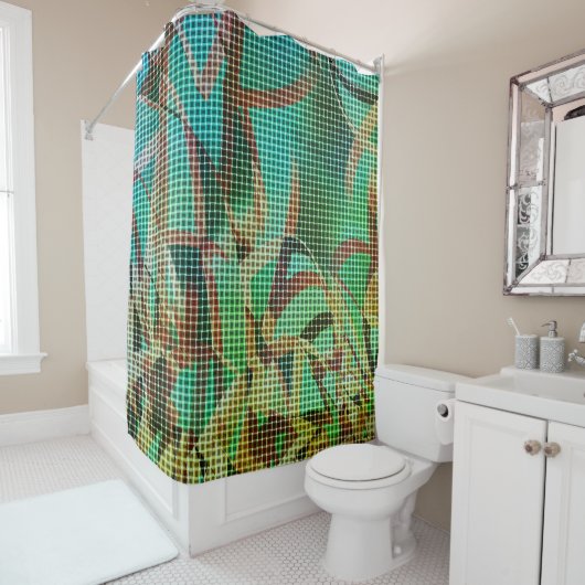 Der grün-braune Korbweisstil ähnelt trockenem Stro Duschvorhang (Beispiel)