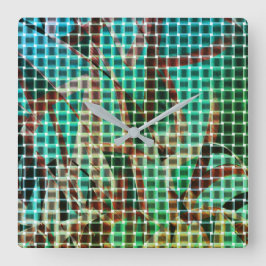 Der grün-braune Korbweisstil ähnelt trockenem Stro Quadratische Wanduhr