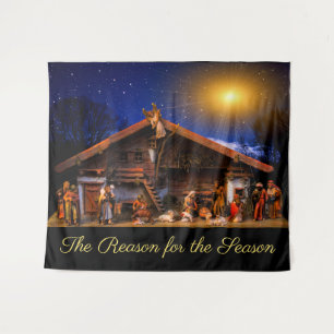 Der Grund für das Weihnachtskrippenband Wandteppich