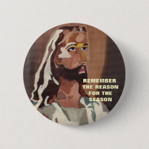 DER GRUND WÄHREND DER JAHRESZEIT, JESUS-Knopf Button