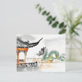 Der grüne chinesische Drache in Tempel Postkarte (Stehend Vorderseite)