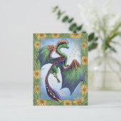 Der Grüne Drache der Sommernatur Fantasy Art Postkarte (Stehend Vorderseite)