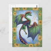 Der Grüne Drache der Sommernatur Fantasy Art Postkarte (Vorne/Hinten)