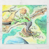 Der grüne Drache treibt auf dem Licht der Sterne Bierflaschenetikett (Einzelnes Label)