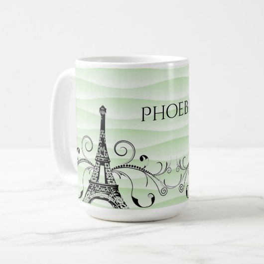 Der grüne Eiffelturm Blühe Kaffee-Tasse Kaffeetasse (Vorderseite Links)