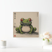 Der grüne Frosch Quadratische Wanduhr (Zuhause)