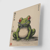 Der grüne Frosch Quadratische Wanduhr (Winkel)