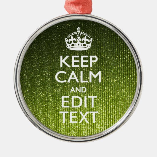 Der grüne Glamour Behalte Ihren Text beruhigen Silbernes Ornament (Vorne)