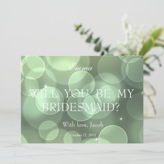 Der grüne Glitzer wird meine Bridesmaid sein Einladung (Stehend Vorderseite)