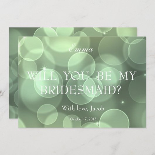 Der grüne Glitzer wird meine Bridesmaid sein Einladung (Vorne/Hinten)
