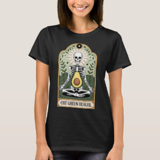 Der grüne Heiler Skelett Avocado Yoga Mystiker  T-Shirt