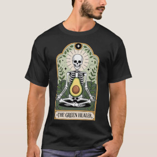Der grüne Heiler Skelett Avocado Yoga Mystiker  T-Shirt