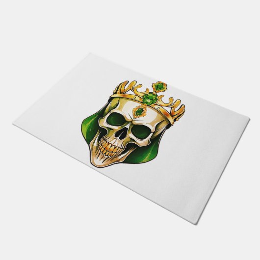 Der grüne König Schädel mit einer Juwelenkrone Fußmatte (Schrägansicht)