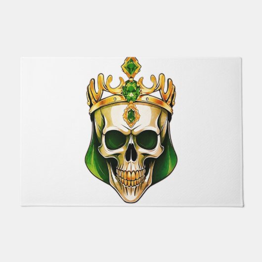 Der grüne König Schädel mit einer Juwelenkrone Fußmatte (Vorderseite)