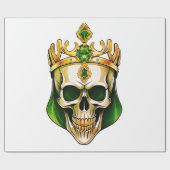 Der grüne König Schädel mit einer Juwelenkrone Geschenkpapier (Flach)
