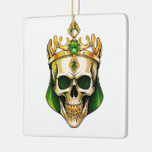 Der grüne König Schädel mit einer Juwelenkrone Keramikornament (Links)