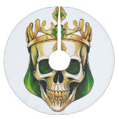 Der grüne König Schädel mit einer Juwelenkrone Polyester Weihnachtsbaumdecke (Vorderseite)