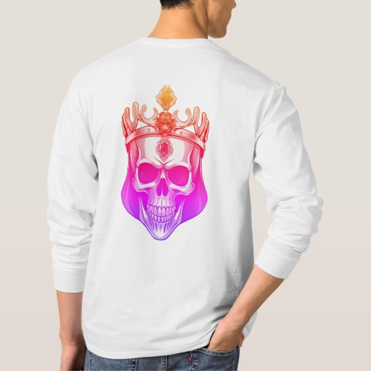 Der grüne König Schädel mit einer Juwelenkrone T-Shirt (Rückseite)