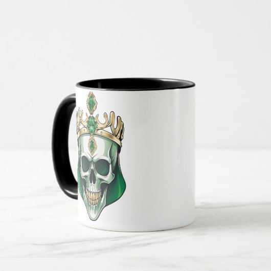 Der grüne König Schädel mit einer Juwelenkrone Tasse (Vorderseite Links)