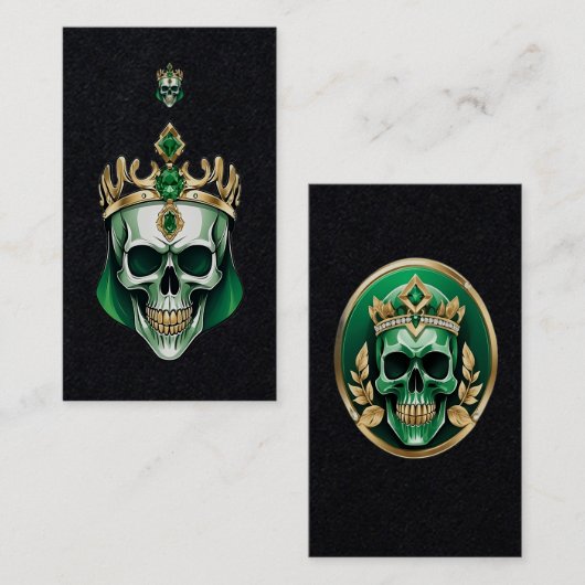 Der grüne König Schädel mit einer Juwelenkrone Visitenkarte (Vorne/Hinten)