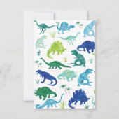 Der grüne personalisierte Watercolor-Dinosaurier Dankeskarte (Rückseite)