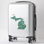 Der grüne Staat der Städte von Michigan Aufkleber (Koffer)