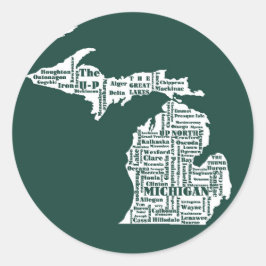 Der grüne Staat der Städte von Michigan Runder Aufkleber
