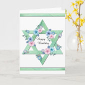 Der Grüne Star von David mit blauen und rosa Blume Karte (Gelbe Blume)