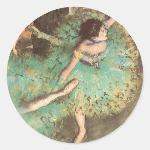 Der Grüne Tänzer von Edgar Degas, Vintage-Ballett Runder Aufkleber