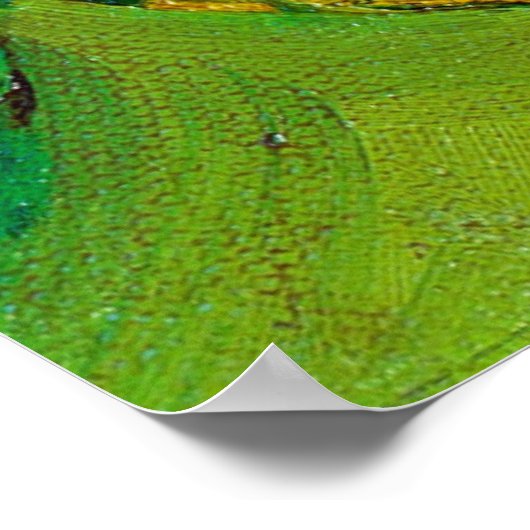 Der grüne Vogel mit dem blauen Schnabel Poster (Ecke)