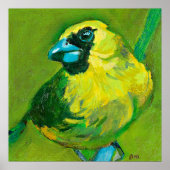 Der grüne Vogel mit dem blauen Schnabel Poster (Vorne)