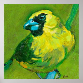 Der grüne Vogel mit dem blauen Schnabel Poster