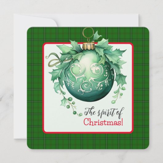Der grüne Weihnachtsball Karte (Vorderseite)