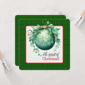 Der grüne Weihnachtsball Karte (Vorderseite/Rückseite Beispiel)