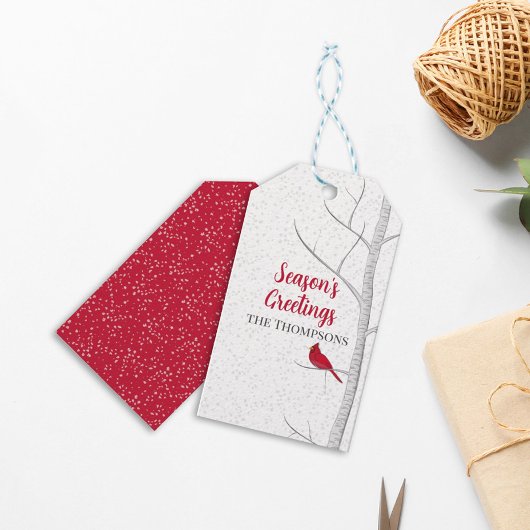 Der Grußvogel Roter Kardinal Birch Tree der Urlaub Geschenkanhänger