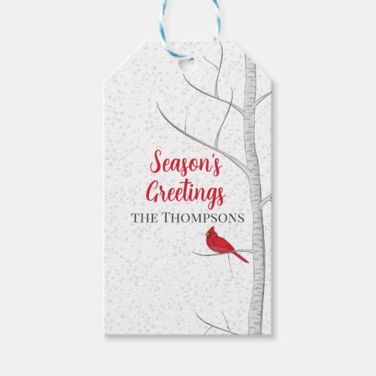 Der Grußvogel Roter Kardinal Birch Tree der Urlaub Geschenkanhänger (Vorderseite)