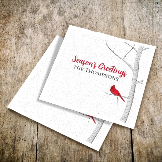 Der Grußvogel Roter Kardinal Birch Tree der Urlaub Serviette